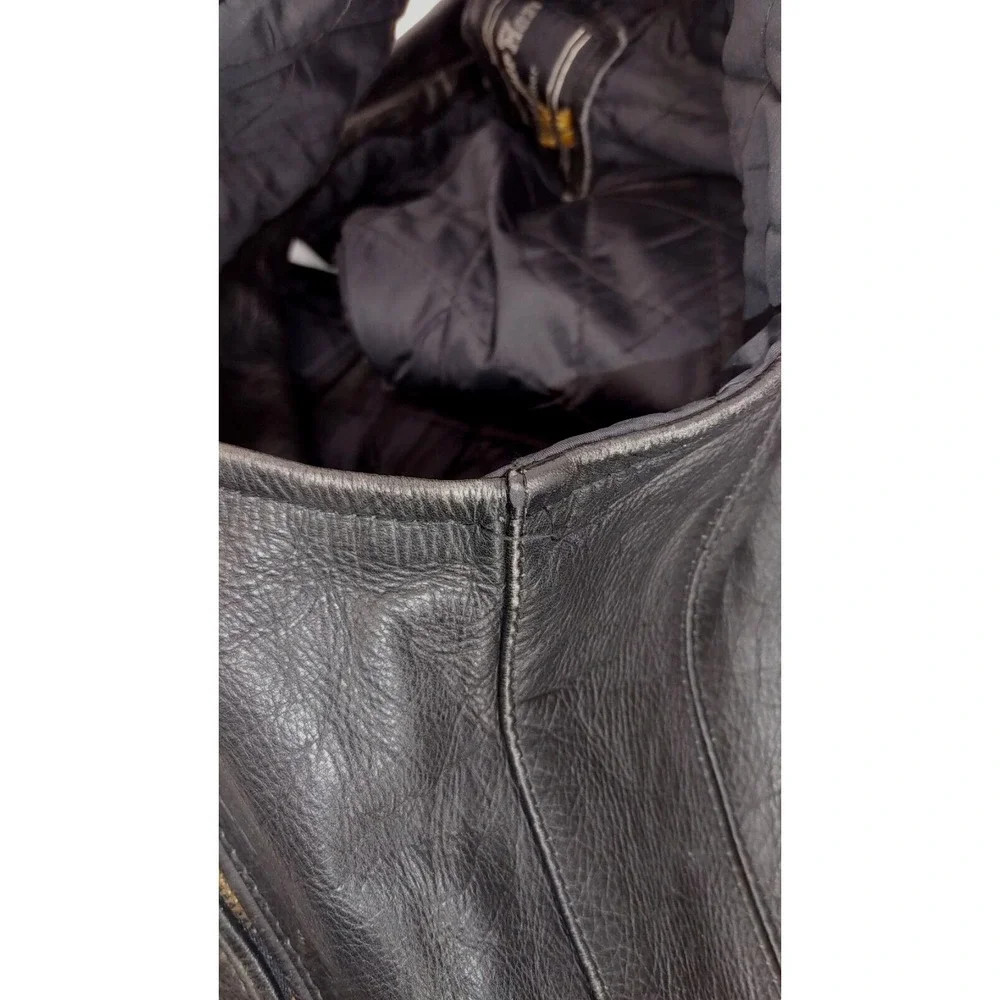 Leather Men Real Leather Heavy Black Motorcycle vest - LADIES size LARGE